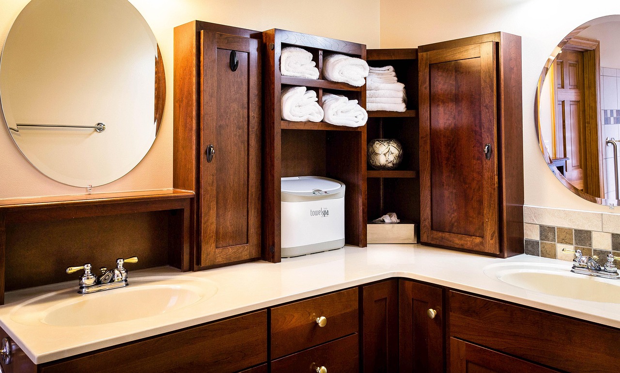 A small stone vanity top in a bathroom