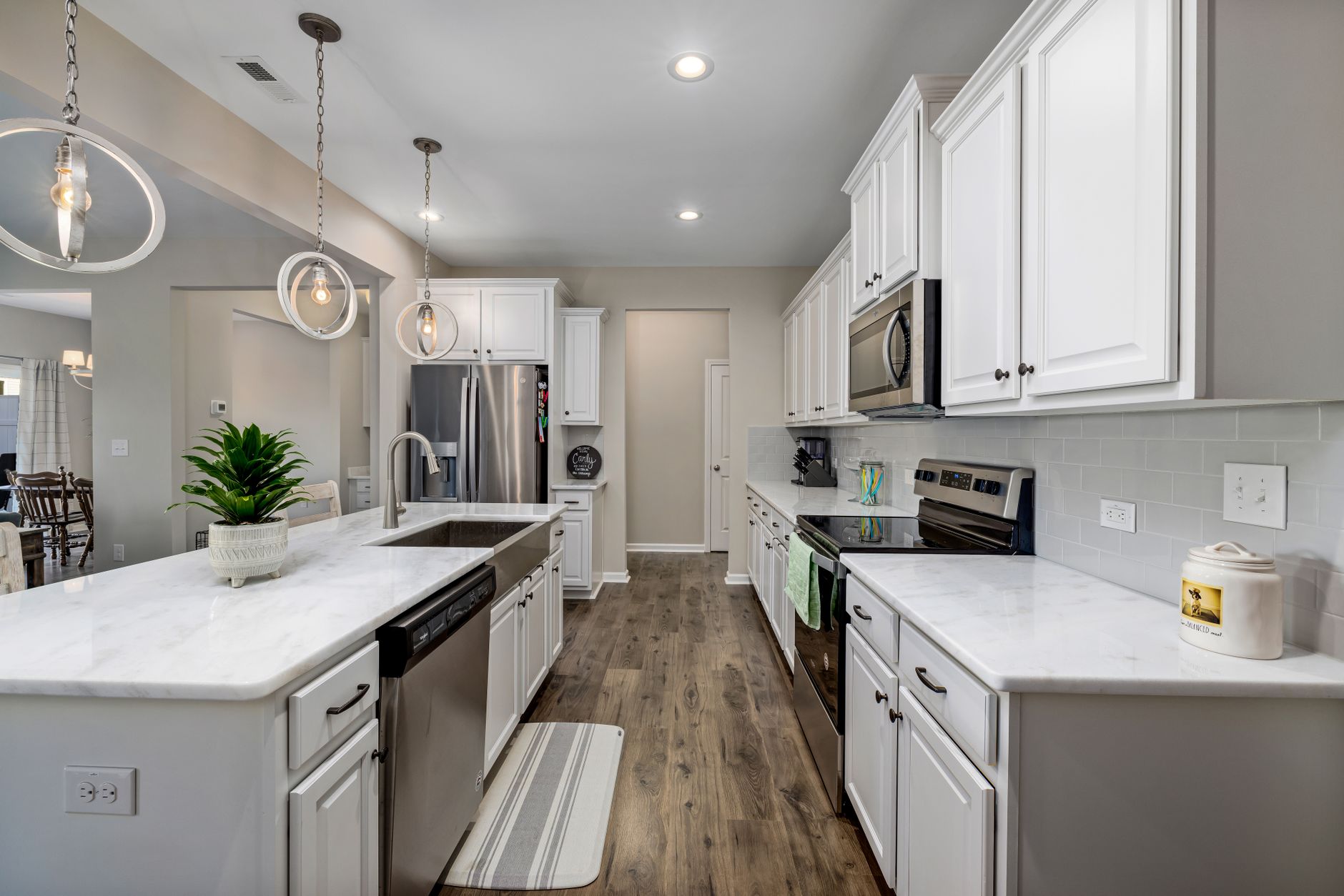 Granite countertop in a mountain home kitchen with wood cabinetry in Asheville, NC